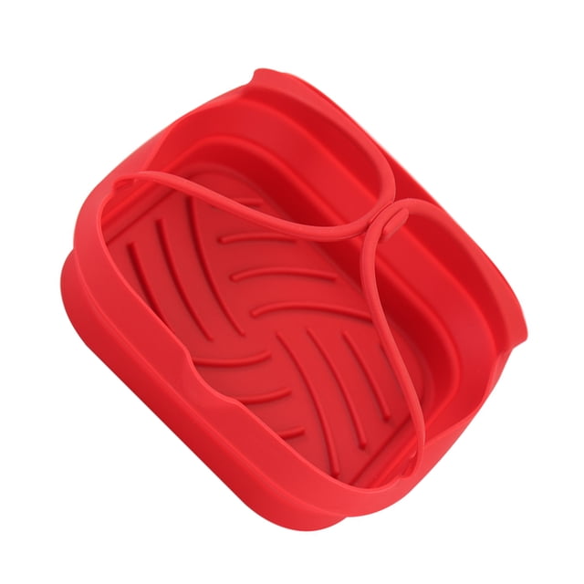 Yuarrent Bandeja de revestimiento de aire de silicona reutilizable, bandeja de almacenamiento plegable para freidora de aire, cesta de silicona Herramientas y accesorios para hornear rojo