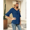thumbnail image 3 of ZHENWEI Women's Casual V Neck T Shirts Loose Summer Half Bell Sleeve Tops Ruffle Tunic Blouses, 3 of 9