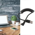 thumbnail image 5 of Coiled USB Type C Cable, Angled USB C to USB2.0 Extension Cord 90 Degree USB C Adapter Leads Data Sync Cable, 5 of 13