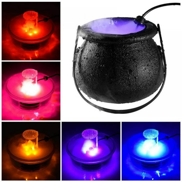 Halloween Witch Cauldron Fog Maker,with 12 Color Changing LED Lights