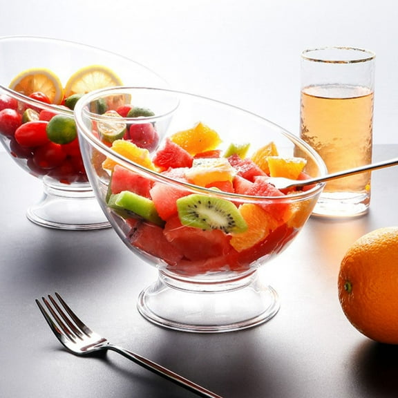 TEHAUX Transparent PP Bowl with Elegant Oblique Design, Kitchen Bowl for Home Use and Food Serving