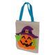 thumbnail image 2 of Bolsa de mano de lino lindo saco de almacenamiento vívido para decoración de Halloween fiesta espectáculo vestir sombrero púrpura calabaza beige, 2 of 5