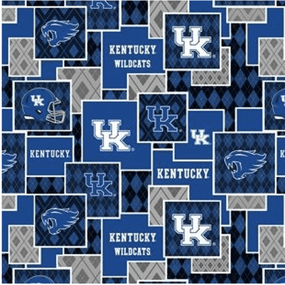 Official Licensed NCAA University of Kentucky Argyle Boxes Fabric by the Yard