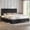 Black, variant on Merluxy 43.7"H King Bed Frame, Upholstered Metal Platform Bed with Vertical Channel Tufted Headboard, Soft Fabric & Strong Metal Slats, Cream