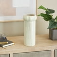thumbnail image 2 of DecMode 12" Abstract Round White Ceramic Vase with Green Linear Patterns, 2 of 9