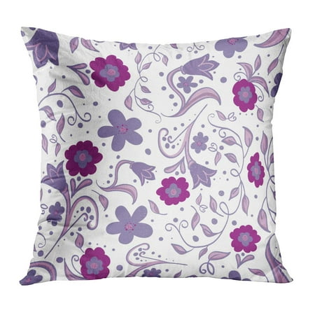 ECCOT Abstract Floral Pattern in Violet Flowers Blossom on White Scandinavian Beauty Best DIY Fantasy Flora Pillowcase Pillow Cover Cushion Case 18x18
