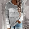 thumbnail image 2 of Womens Casual Long Sleeve Crew Neck Pullover Striped Color Block Loose Knitted Patchwork Sweater Jumper Tops, 2 of 5