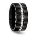 thumbnail image 4 of Auriga Stainless Steel Brushed and Polished Black IP-plated with CZ 10 mm Band for Women Size 7, 4 of 6