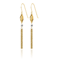 thumbnail image 3 of 14K Solid Two Tone Gold Bead Chain Drop Dangle Earrings, 3 of 10