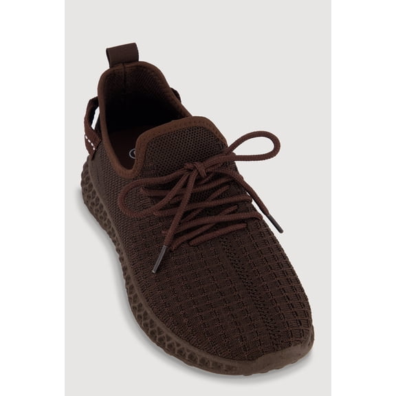 Women's Solid Textured Knit Lace Up Low Top Sneakers