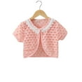 thumbnail image 1 of WIBACKER 1-8T Toddler Kid Knit Cardigan Shrug Girls Short Sleeve Pearl Flower Bolero Shoulder Jacket, 1 of 6