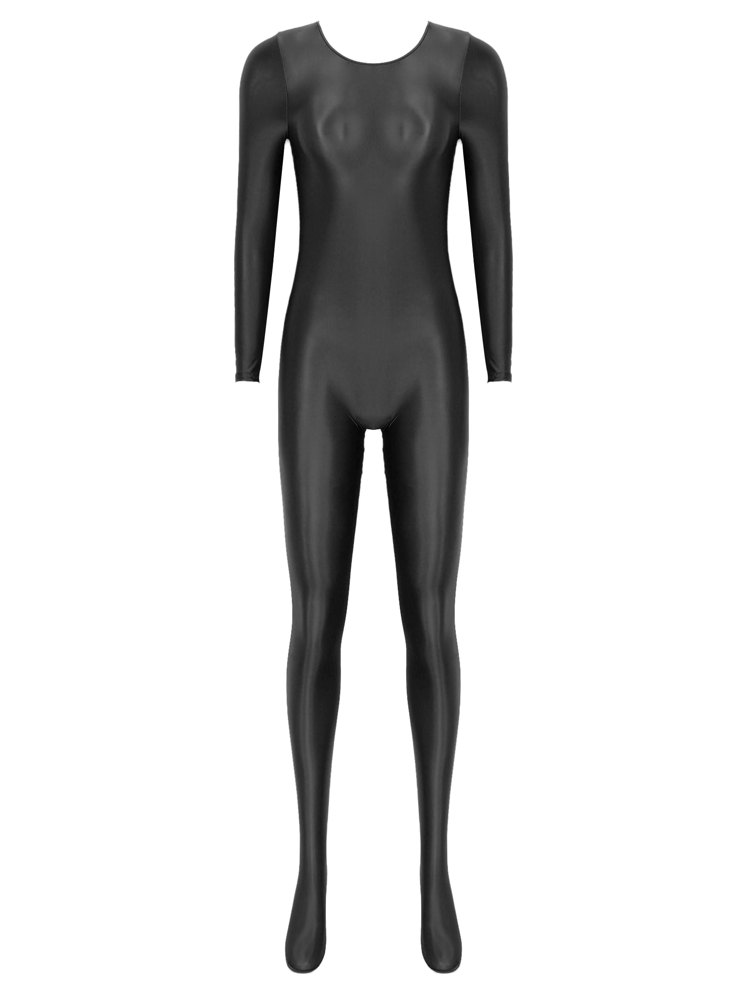 Women's Glossy Short Sleeve Bodysuit - Oil Shiny Leotard For Yoga & Club Wear S-L