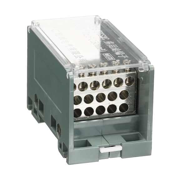 Uxcell 1 in 16 Out Rail Terminal Blocks, 690V 400A Connectors Power Distribution Block with Flame-Retardant Housing 1.73In Width
