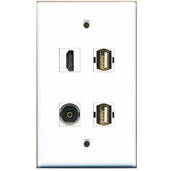 RiteAV - 1 Port HDMI 2 Port USB A-A 1 Port Toslink Wall Plate