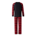 thumbnail image 3 of Elippeo Christmas Family Pajamas Matching Set Letter Print Long Sleeve Tops and Plaid Pants Sleepwear, 3 of 10