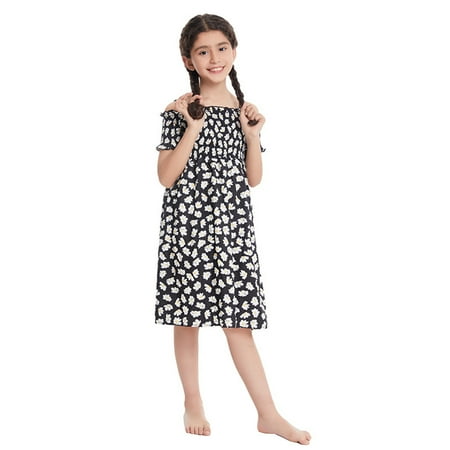 

Children Kids Skirt Summer Cute Neckline Small Daisy Slip Skirt Girls Floral Dress French Fress