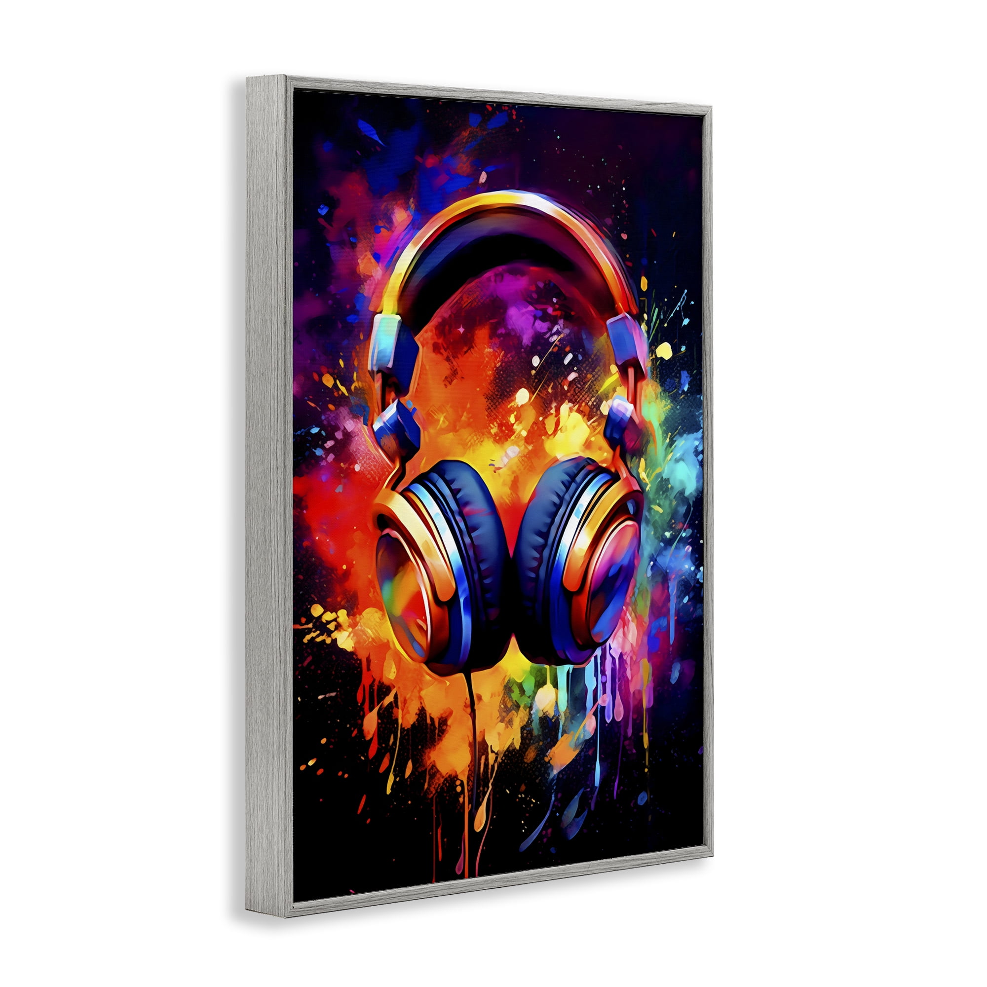 Stupell Industries Musical Color Pop Splash Gray Framed Giclee Art, design by Creative Studio