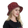 thumbnail image 6 of KLL Red Glitter Bucket Hat for Women Men Packable Travel Beach Sun Hat Outdoor Rave Accessories Reflective Fisherman Cap, 6 of 7