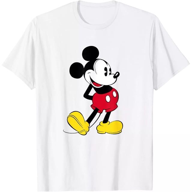 T-Shirt Graphique Disney Mickey Mouse Classic Standing Pose Blanc Toutes Tailles p-5TG