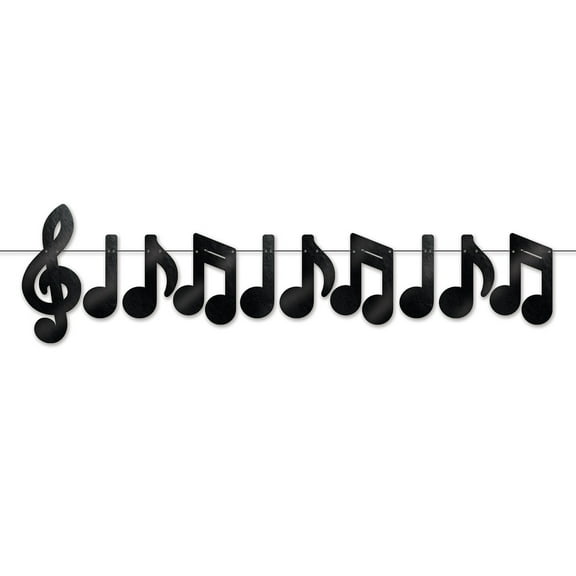 Party Central Club Pack of 12 Black Foil Musical Notes Wall Banners 6'