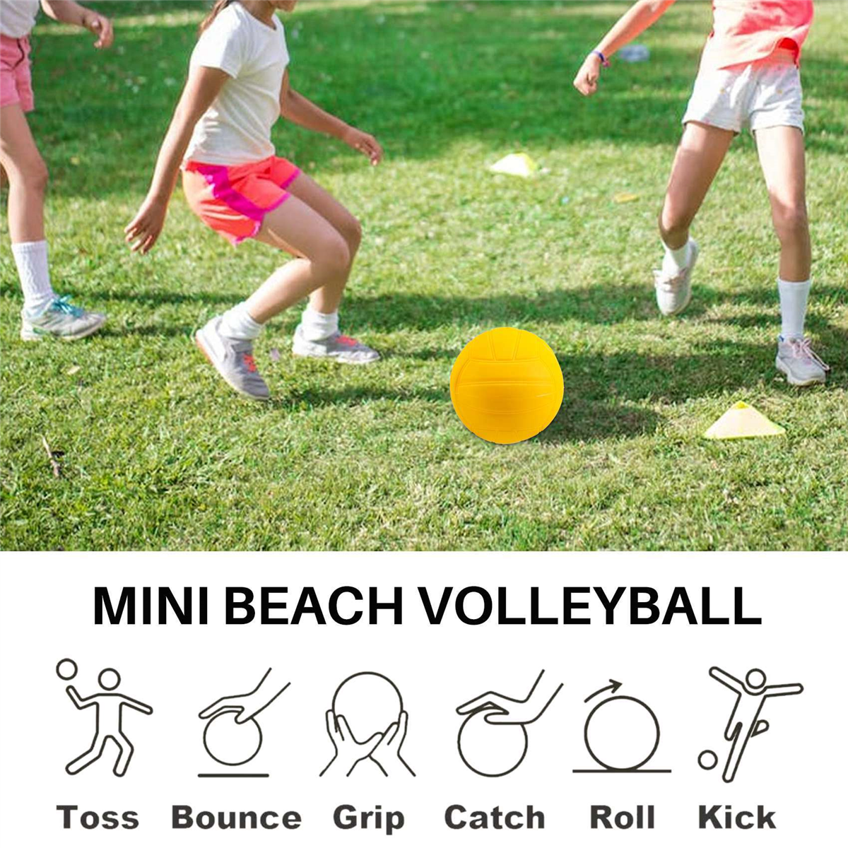 Roundnet Game Ball Replaceable Competitive Balls Mini Volleyball 6-Pack with Pump