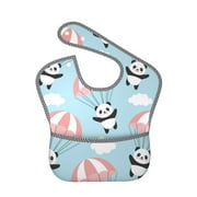 Bingfone Mess-Proof Baby Bib - Waterproof Bib For Baby Boy Or Girl With Food Catcher Pocket, Unisex-Cute Panda Flying In The Sky