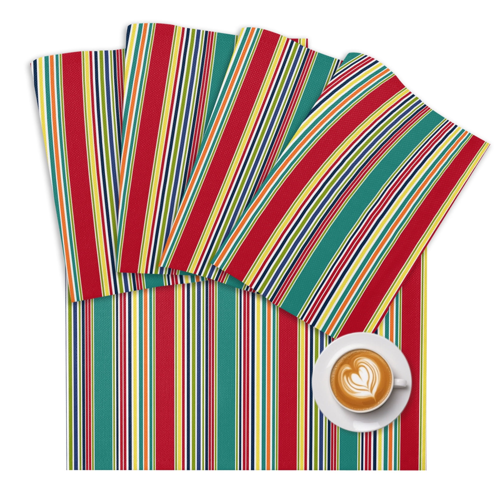 Table Number Red UPC 468880263852 - Green Red Striped Placemats for Dining Table Set of ...