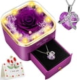 thumbnail image 1 of Collar de rosa auténtica morada preservada con corazón - Lebana, 1 of 7
