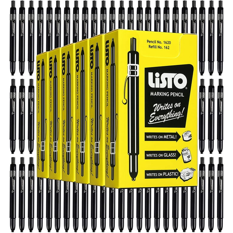Listo 1620 - Box of 12 - Black Color - China Markers/Grease Pencils/China Marking/Pencils/Wax Pencils