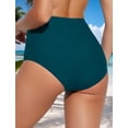 thumbnail image 3 of FEOYA Bikini Bottoms for Women Tummy Control Ladies High Waisted Swim Shorts Full Coverage Bathing Suit with Pockets Summer Swimwear for Gym Swimming Active Yoya L Green, 3 of 7