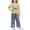 Yellow-02, variant on VIPOIN Girls 2 Piece Outfit Set, Butterfly Patch Crewneck Sweatshirt & Wide Leg Jeans, Cute Clothing Set