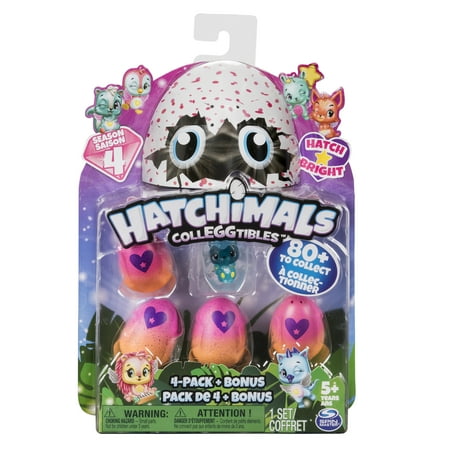 Hatchimals CollEGGtibles, 4 Pack + Bonus, Season 4 Hatchimals CollEGGtible, for Ages 5 and Up (Styles and Colors May (Best Deal On Hatchimals)