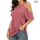 thumbnail image 4 of Qarigey Camiseta de mujer Blusa de manga corta con hombros descubiertos de verano Top suelto Prendas para la parte del cuerpo Rosa XXL Qarigey AP001354-15, 4 of 5
