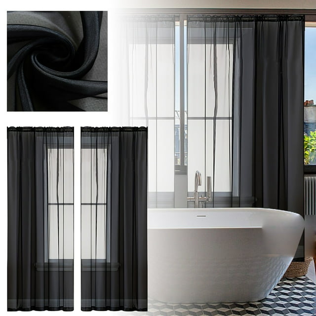 Sheer Curtains 1 Panel Light Filtering Window Treatment Soft Solid Semi Sheer Drapes for Living Room Bedroom Nursery Dining Room Kitchen Home Decor, Privacy Curtains, 51.97x62.99Inch