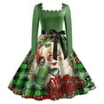 thumbnail image 1 of Robe de Thé Classique de Noël pour Femmes Manches Longues Robe de Soirée avec Ceinture, 1 of 2