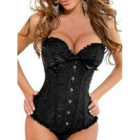 

Women Floral Lace Up Corset Overbust Lingerie Waist Cincher Shapewear Top Plus Size Waist Slimming Bustier