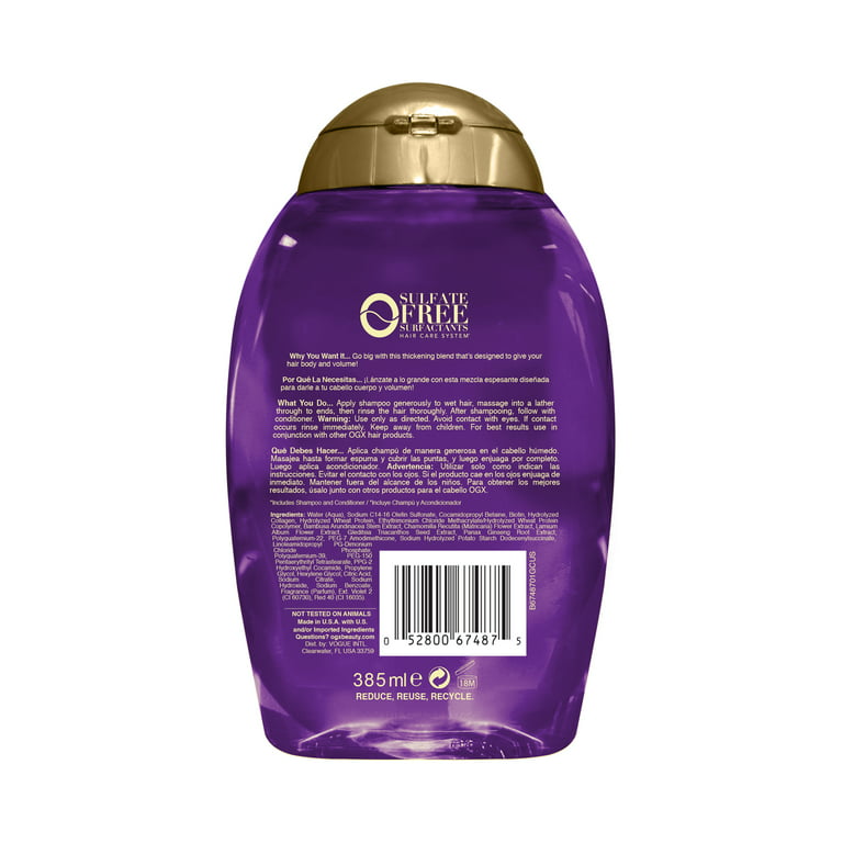 Børnehave Spytte ud Mystisk OGX Thick & Full + Biotin & Collagen Extra Strength Volumizing Daily Shampoo  with Vitamin B7, 13 fl oz - Walmart.com