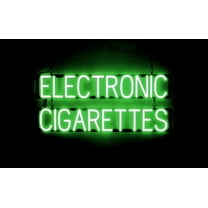 SpellBrite ELECTRONIC CIGARETTES LED Sign for Business. 36.0" x 15.0" Green ELECTRONIC CIGARETTES Sign Has Neon Sign Look With Energy Efficient LED Light Source. Visible from 500  Feet, 8 Animations.
