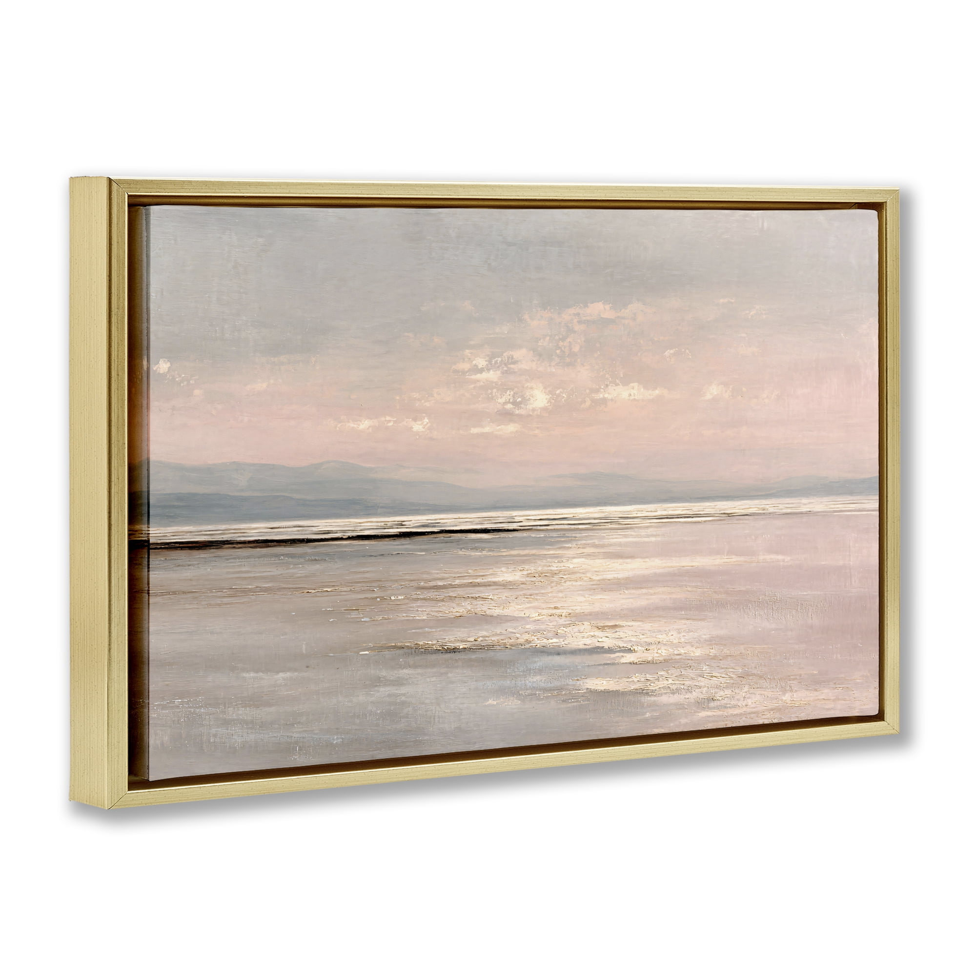 Stupell Industries Vast Blush Seascape Gold Framed Floater Canvas Wall Art, design by Jacky Ngan