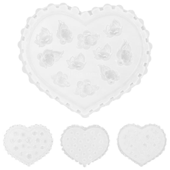 ELAYARD 4Pcs White Flower Mold Silicone for Polymer Clay Jewelry Making Smooth Surface