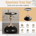 thumbnail image 6 of Round Side Table, Small Black End Table with Metal Pedestal, Modern Martini Table for Small Space Living Room, Bedroom, Easy Assembly 15" x 21.6" Drink Table, 6 of 14