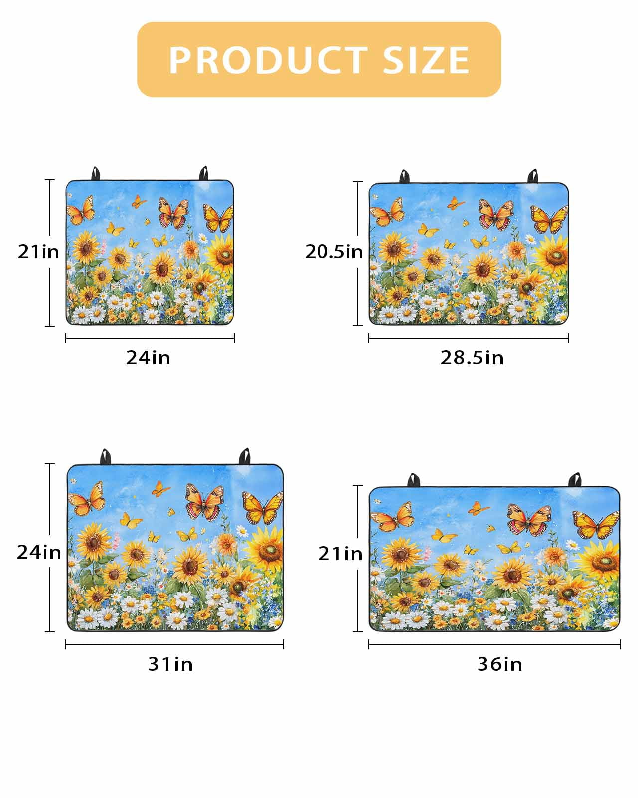 nqOlkjepod Large Induction Cooktop Protector Mat 24"x21", Spring Sunflower Daisy Stove Top Covers for Electric Stove, Yellow Butterfly Retro Oil Painting Stove Burner Cover Mats Stove Cover