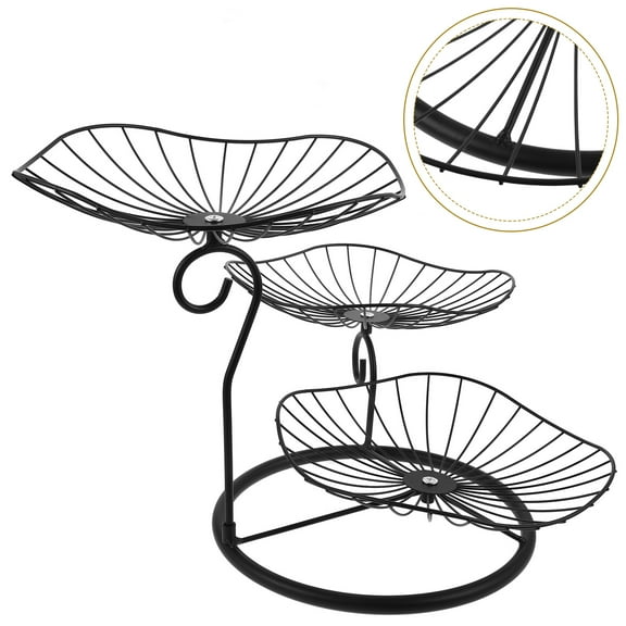 FRCOLOR Iron Fruit Basket Large Wire Tray Hamper Storage Baskets Black