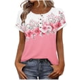 thumbnail image 2 of Roncen Women's Casual Short Sleeve T-Shirts Summer Basic Crew Neck Loose Fit Henley Shirts, 2 of 8