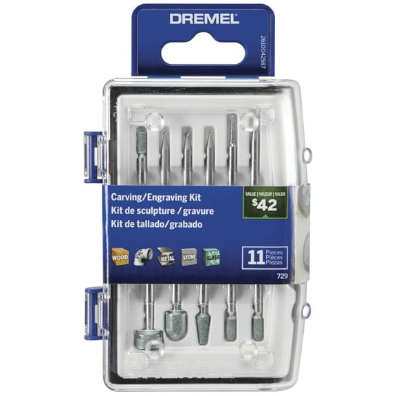 Dremel 729-02 Carving & Engraving Rotary Tool Accessory Micro Kit for Wood, Metal, and Glass, 11 Pieces