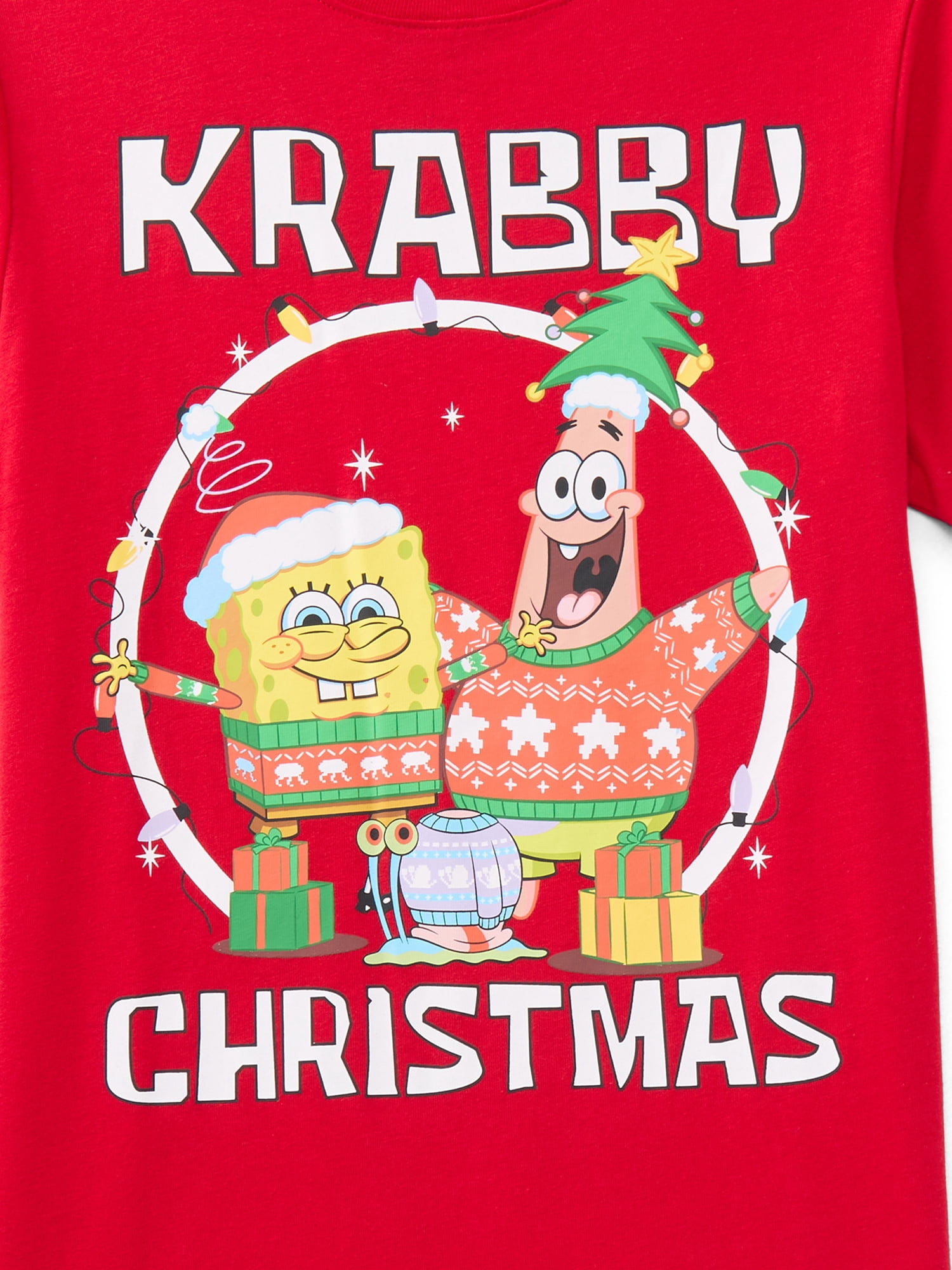 SpongeBob SquarePants, Boys' & Big Boys' Graphic Short-Sleeve T-Shirt, Krabby Christmas, Sizes 4-18