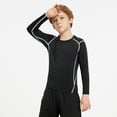 thumbnail image 3 of Boys Compression Shirt,Long Sleeve Football Baseball Undershirt,Moisture Wicking Athletic Shirts,Quick Dry Sports Baselayer Black A 11-12Years, 3 of 4