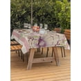 thumbnail image 3 of Outdoor Tablecloth with Umbrella Hole for Patio/Picnic/Party/Camping, Summer Purple Conch Waterproof Table Cloth Rectangle Table Cover Washable, Vintage Beach Coastal Leaves Retro Stripes (54"x 80"), 3 of 9