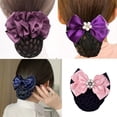 thumbnail image 3 of Cubierta para moño de pelo Qarigey con redecilla y lazo Rosa claro, 3 of 6