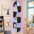 thumbnail image 2 of Corner Shelf 5 Tier Bookshelf with LED Light Corner Shelf Wall Mounted Floating Shelves for Wall Display Stand for Bedroom Living Room Bathroom Home Office Black, 2 of 7
